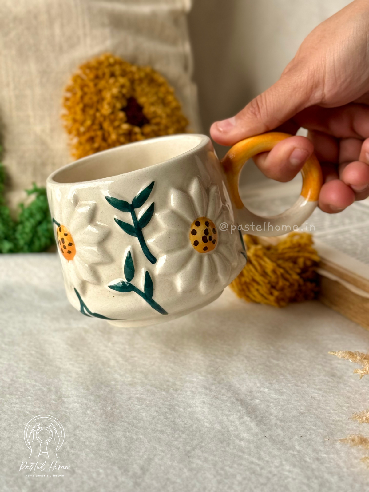 3D Sunflower ceramic Mug