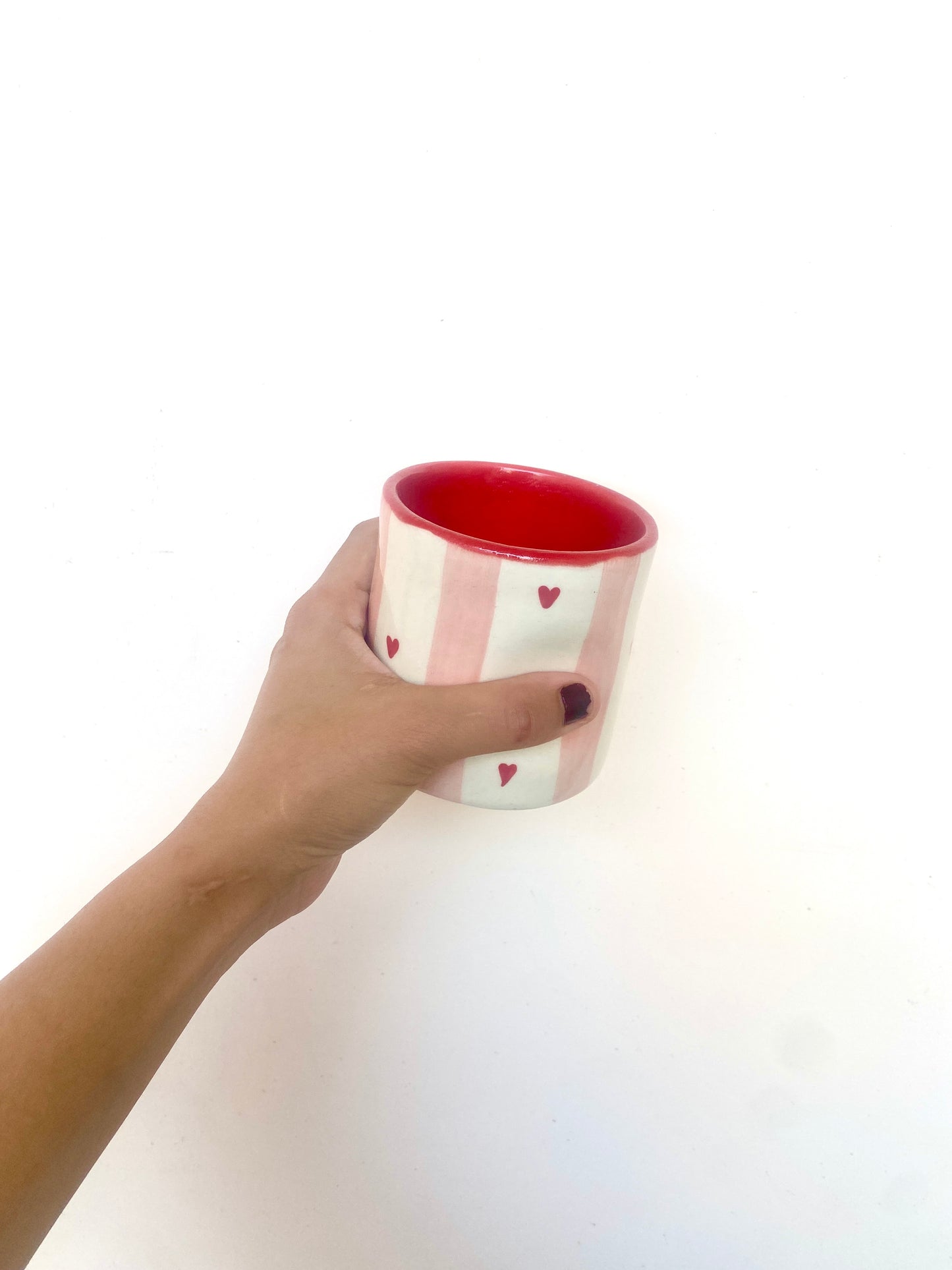 Checkered Heart painted Ceramic Glass