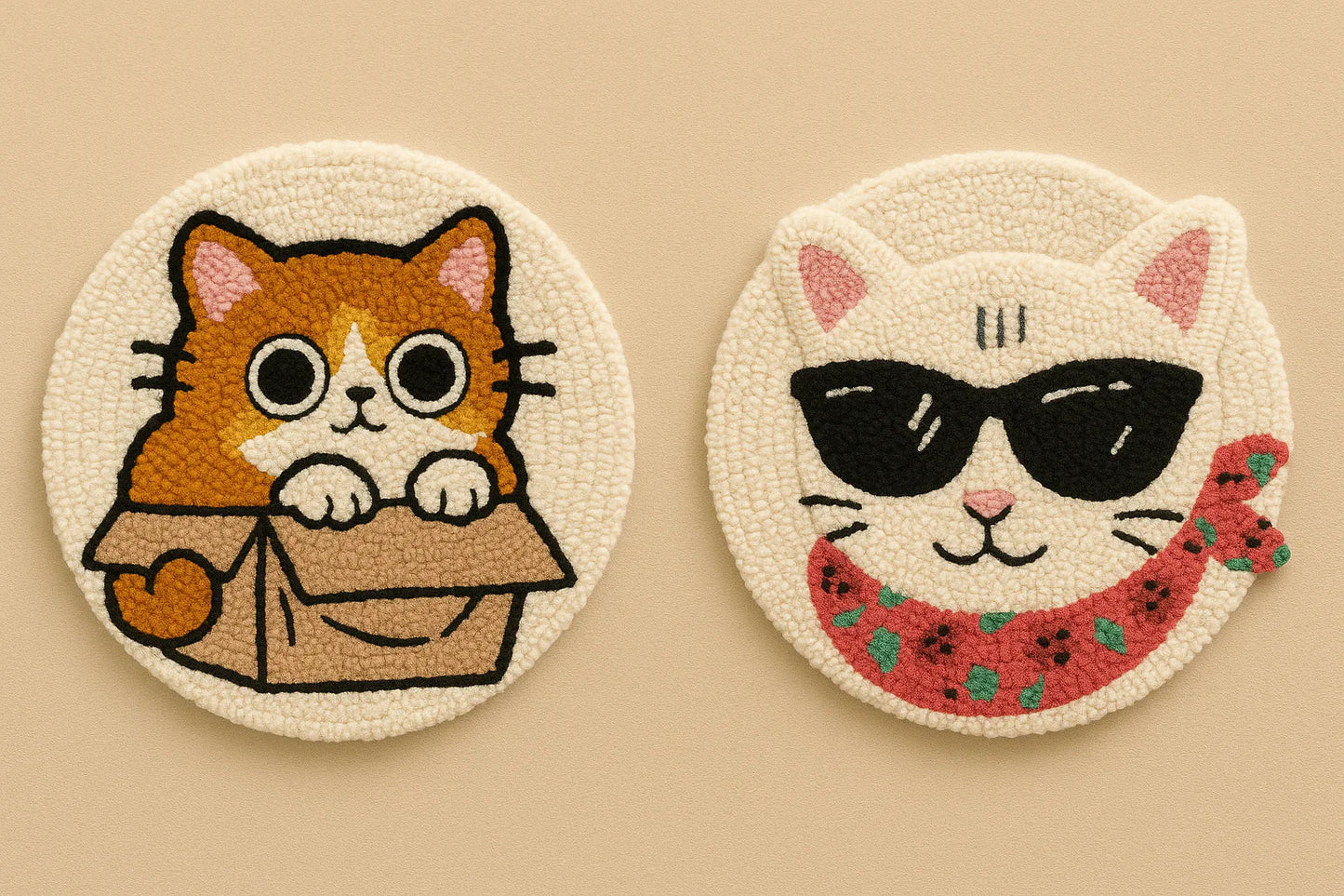 Cool Kitty Cats Mug Rug- set of 2