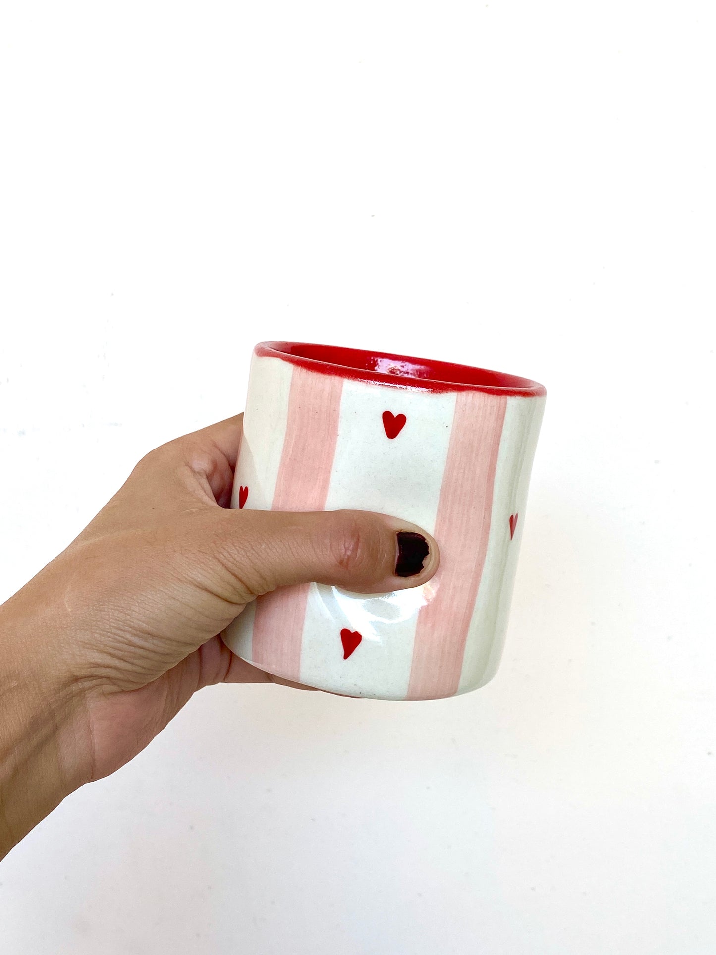 Checkered Heart painted Ceramic Glass
