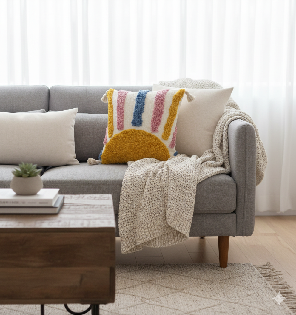 Half Sun Tufted Cushion Cover