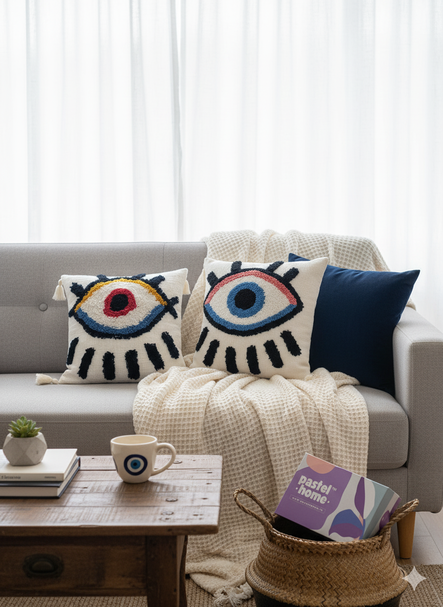Evil Eye Tufted Cushion Cover