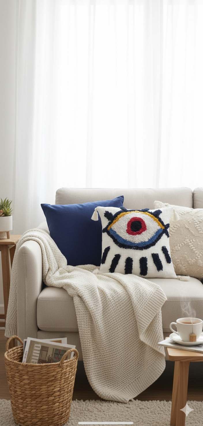 Evil Eye Tufted Cushion Cover