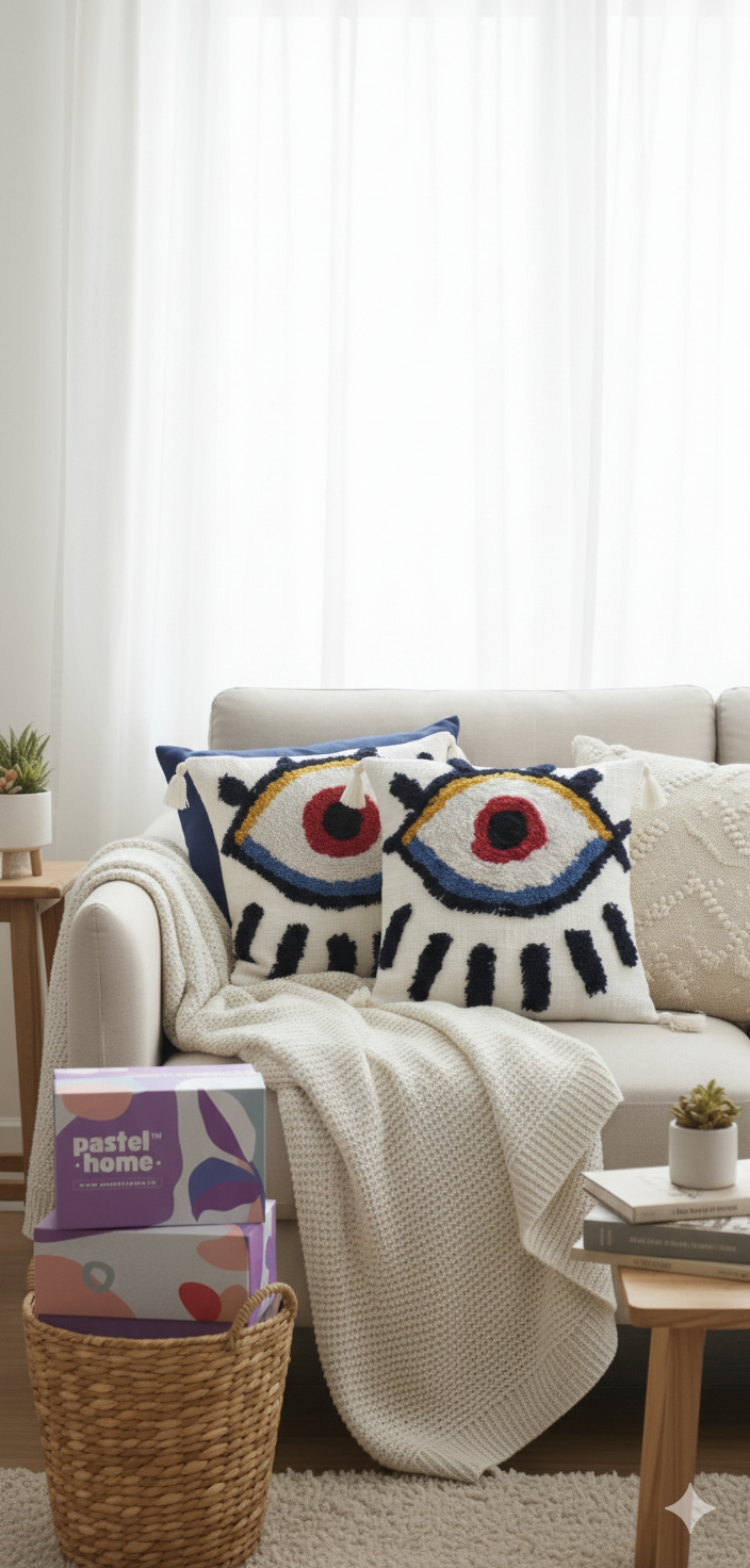 Evil Eye Tufted Cushion Cover