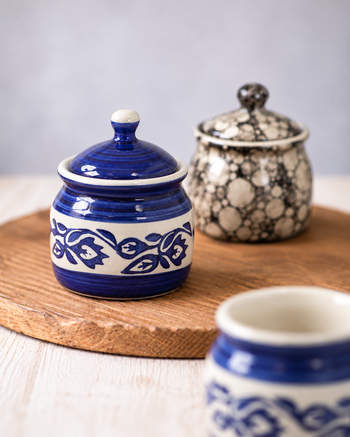 Blue Floral Ceramic Jar Set of 2
