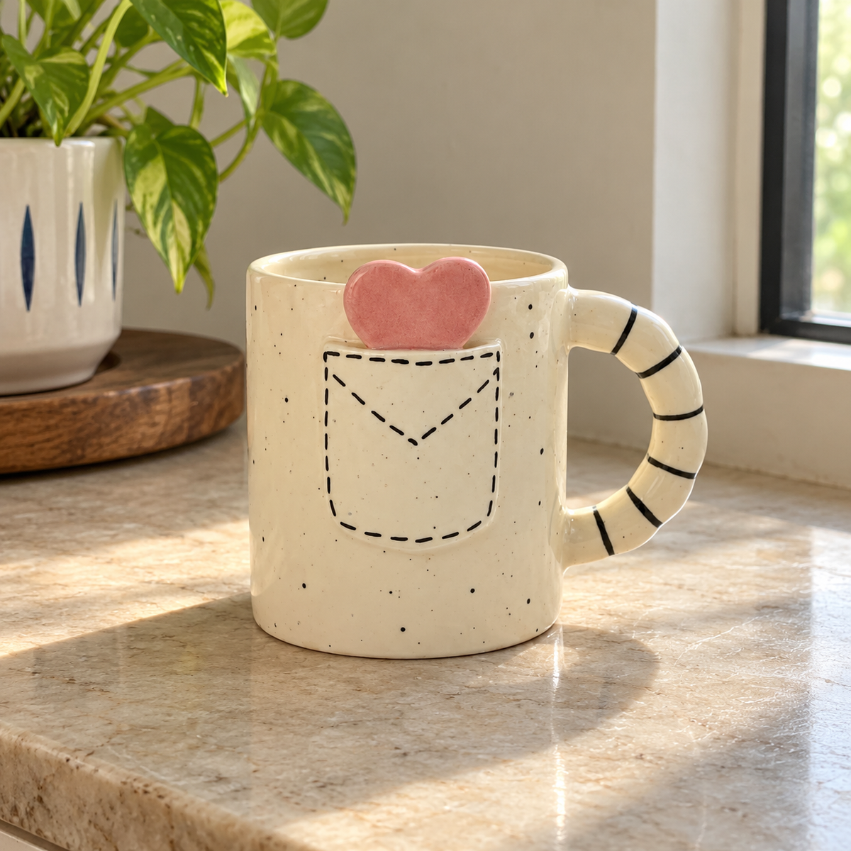 Pocket Heart Ceramic Mug - home lifestyle view