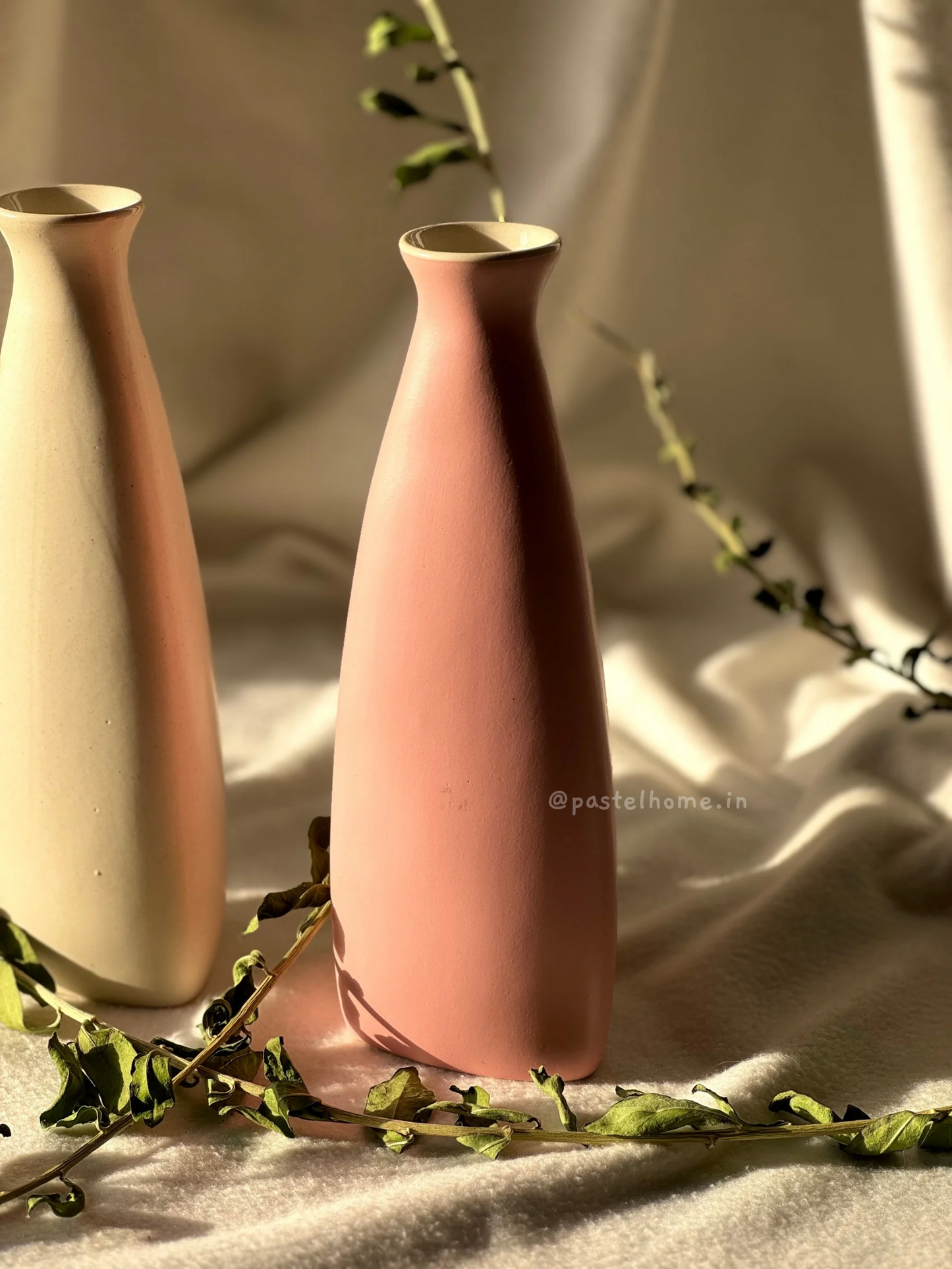 Ceramic triangular Bottle Flower Vase Combo - Set of 3