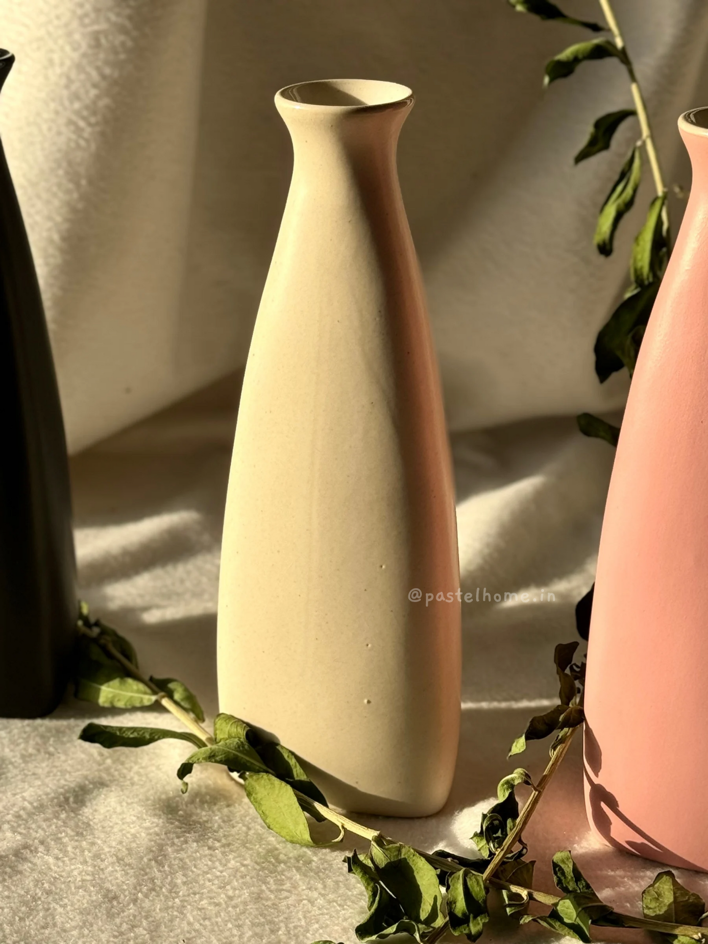 Ceramic triangular Bottle Flower Vase Combo - Set of 3