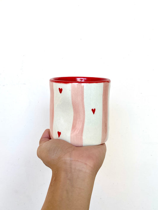 Checkered Heart painted Ceramic Glass