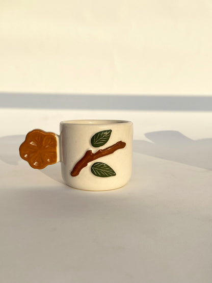Flower Handle Mug - Brown