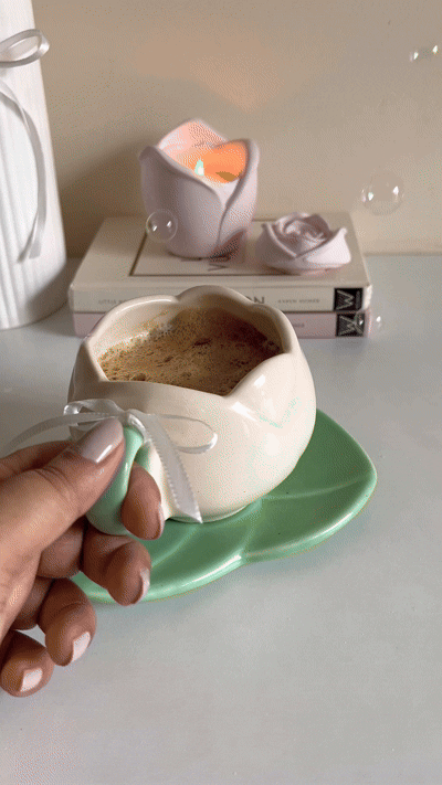 White Tulip Gift Box- 2 Mugs and 2 saucers in a Gift Box | Gifting ideas for Him/Her/Birthday/Anniversary/Valentines/Friendship Day