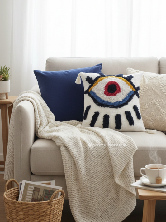 Evil Eye Tufted Cushion Cover