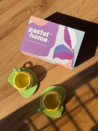 Yellow Tulip Gift Box- 2 Mugs and 2 saucers in a Gift Box | Gifting ideas for Him/Her/Birthday/Anniversary/Valentines/Friendship Day