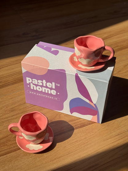 Candy Pink Cloud Gift Box- 2 Mugs and 2 saucers in a Gift Box | Gifting ideas for Him/Her/Birthday/Anniversary/Valentines/Friendship Day