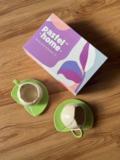 White Tulip Gift Box- 2 Mugs and 2 saucers in a Gift Box | Gifting ideas for Him/Her/Birthday/Anniversary/Valentines/Friendship Day