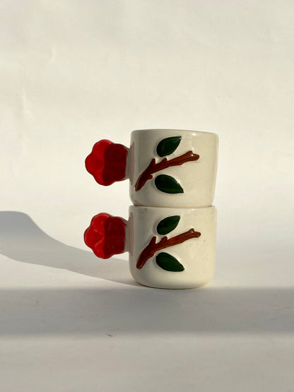 Flower Handle Leaf Mug - Red