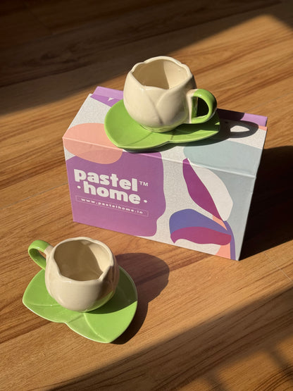 White Tulip Gift Box- 2 Mugs and 2 saucers in a Gift Box | Gifting ideas for Him/Her/Birthday/Anniversary/Valentines/Friendship Day