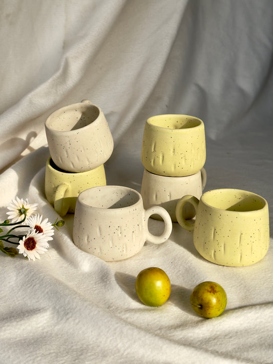 Soft Chiseled Tea Cups (Set of 6) 🍋