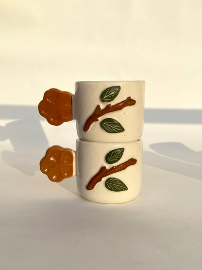 Flower Handle Mug - Brown