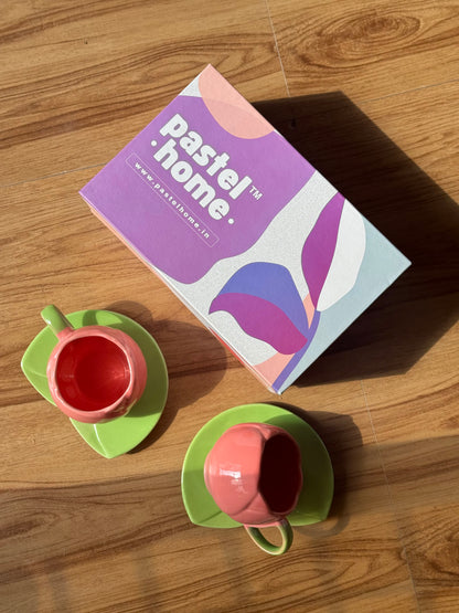 Pink Tulip Gift Box- 2 Mugs and 2 saucers in a Gift Box | Gifting ideas for Him/Her/Birthday/Anniversary/Valentines/Friendship Day