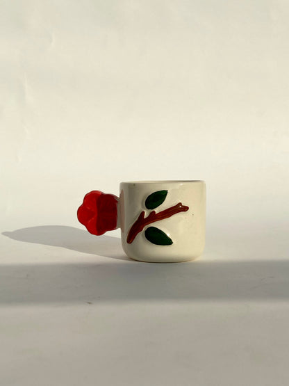 Flower Handle Leaf Mug - Red