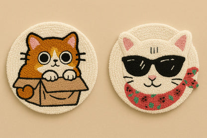 Cool Kitty Cats Mug Rug- set of 2