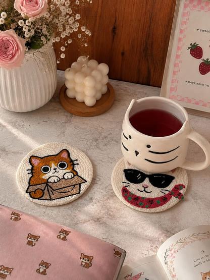 Cool Kitty Cats Mug Rug- set of 2