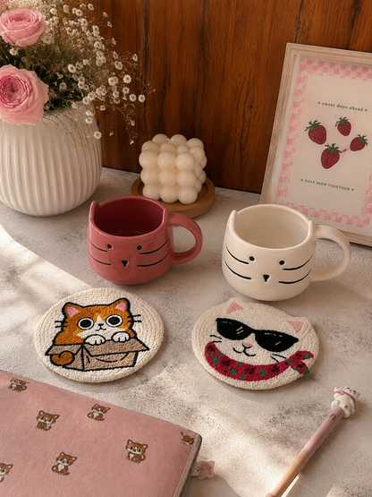 Cool Kitty Cats Mug Rug- set of 2