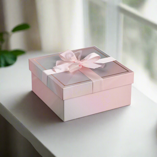 Bow Gift Hamped box (medium) - Baby Pink