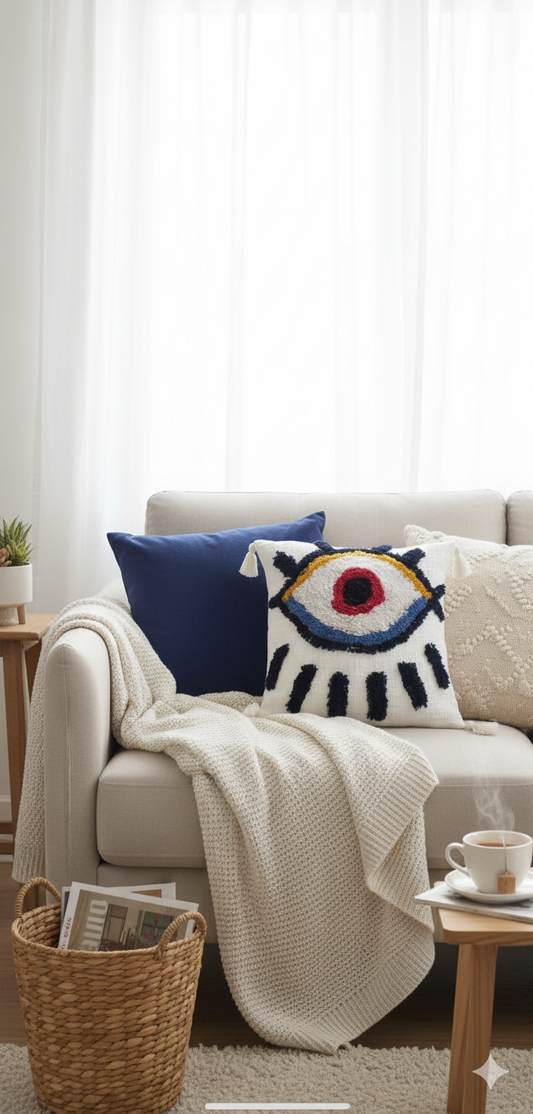 Evil Eye Tufted Cushion Cover