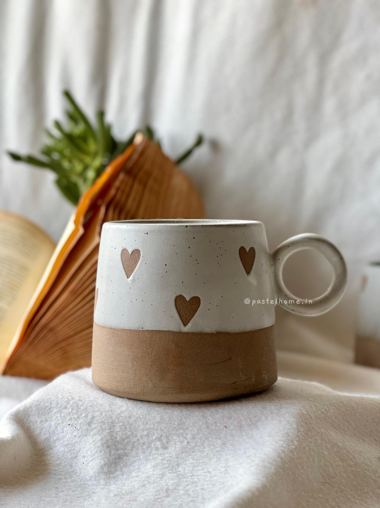 Minimal Beige Heart Mug - Set of 2 | BUY 1 GET 1