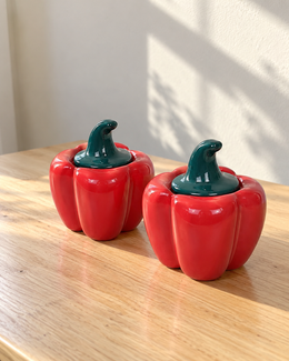 Red Capsicum Ceramic Pickle Jar - 500 ml — styling display; sold individually