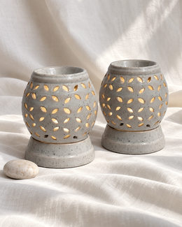 Round Cutwork Electric Ceramic Aroma Diffuser — styling display; sold individually