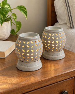 Round Cutwork Electric Ceramic Aroma Diffuser — styling display; sold individually