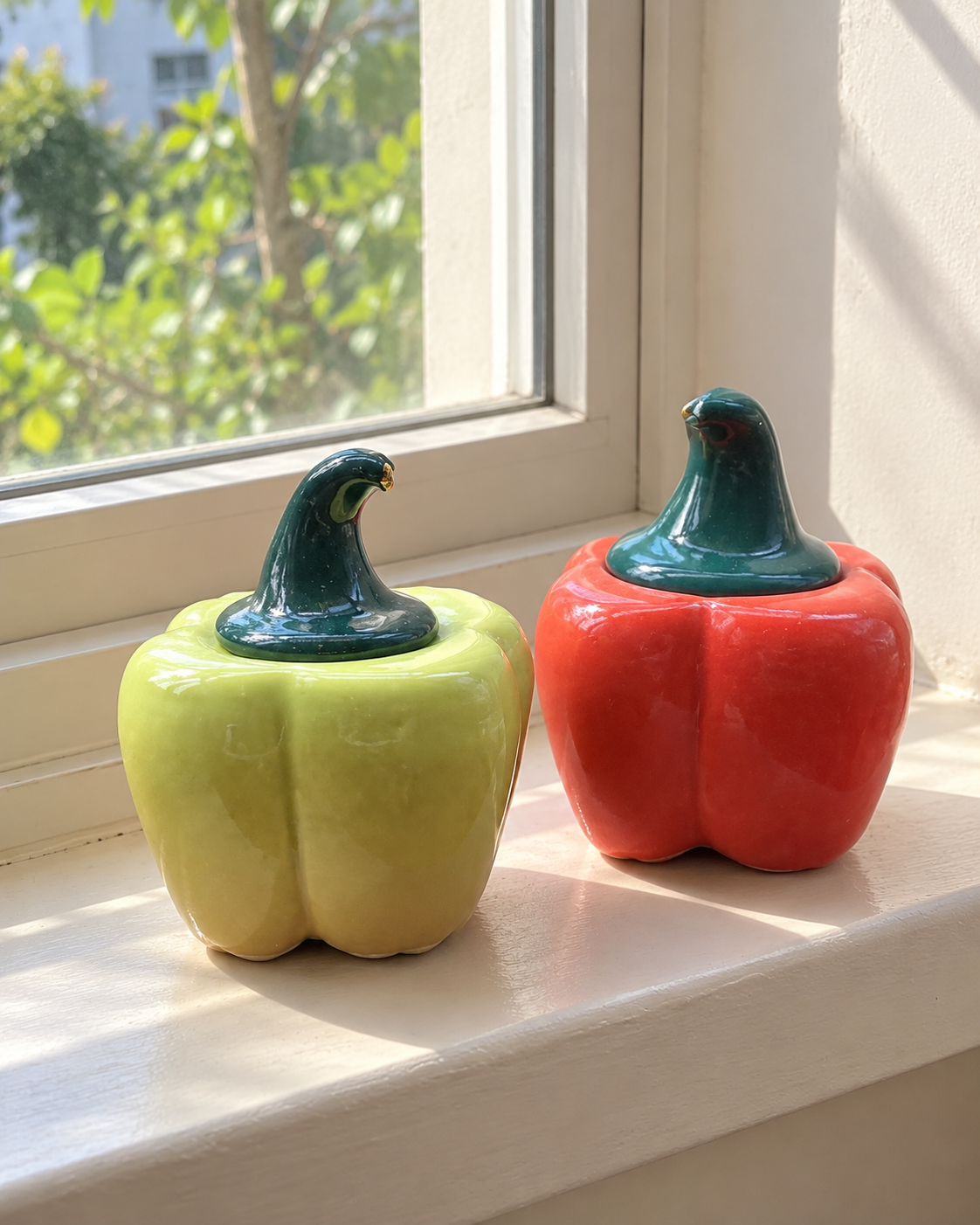Red Capsicum Ceramic Pickle Jar - 500 ml — styling display; sold individually