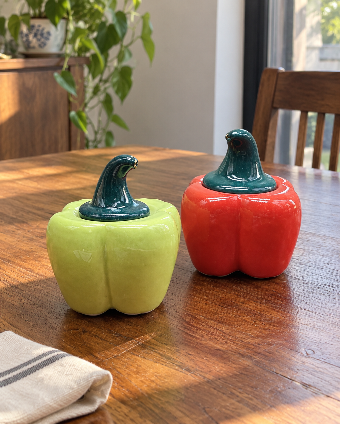 Red Capsicum Ceramic Pickle Jar - 500 ml — styling display; sold individually