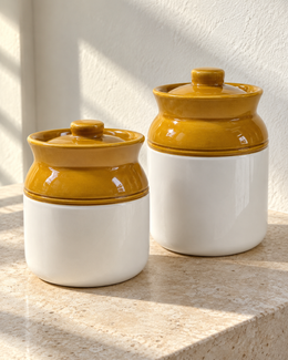 Classic Brown and White Ceramic Pickle Jar - 500 ml — styling display; sold individually
