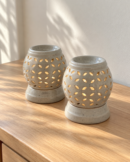 Round Cutwork Electric Ceramic Aroma Diffuser — styling display; sold individually