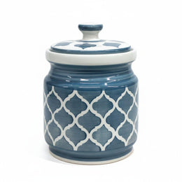 Grey Geometric Ceramic Pickle Jar - 1200 ml - product view