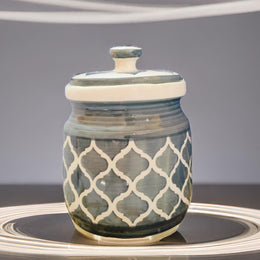 Grey Geometric Ceramic Pickle Jar - 1200 ml - home lifestyle view