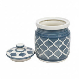 Grey Geometric Ceramic Pickle Jar - 1200 ml - additional product view
