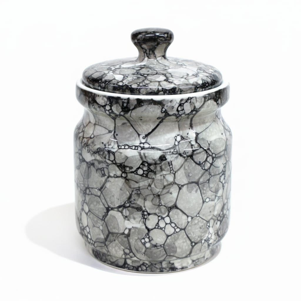 Black Marble Ceramic Pickle Jar - 1200 ml - product view