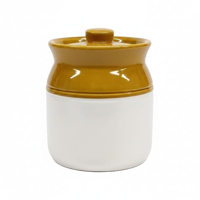 Classic Brown and White Ceramic Pickle Jar - 1000 ml - product view
