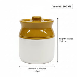 Classic Brown and White Ceramic Pickle Jar - 500 ml - additional product view