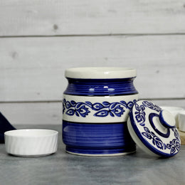Blue Floral Ceramic Pickle Jar - 1200 ml - home lifestyle view