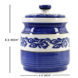 Blue Floral Ceramic Pickle Jar - 1200 ml - additional product view
