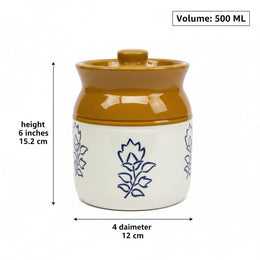 Blue Botanical Ceramic Pickle Jar - 500 ml - additional product view