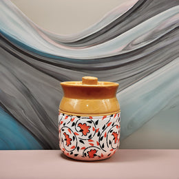 Hand-Painted Floral Ceramic Pickle Jar - 500 ml - additional product view