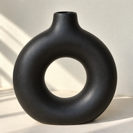 Matte Black Donut Ceramic Vase - additional product view