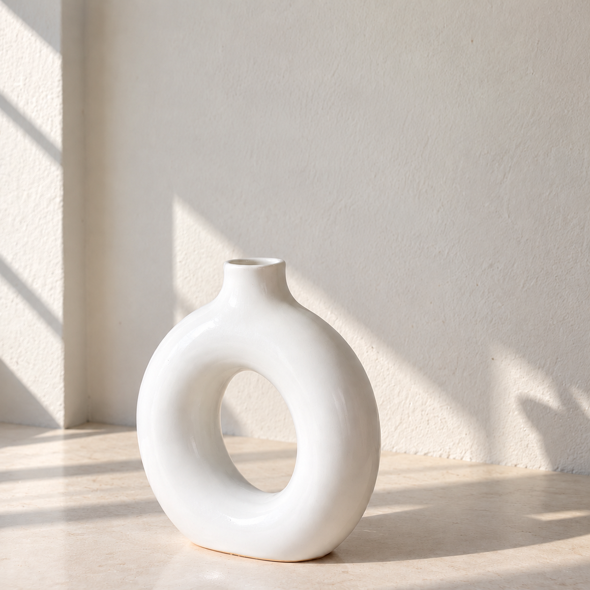 Matte White Donut Ceramic Vase - additional product view